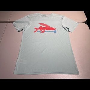 Patagonia T Shirt Fly Fishing Teal Blue Slim Fit Organic Cotton Men's Small